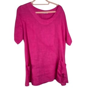 Transparente Linen Hot Pink Lagenlook Tunic